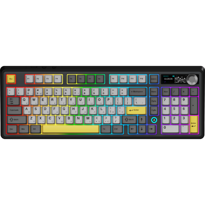 Бездротова механічна клавіатура Ajazz AK980 V2 Gift Switch V2 Black Grey Yellow (AK980-V2-G-BGY)