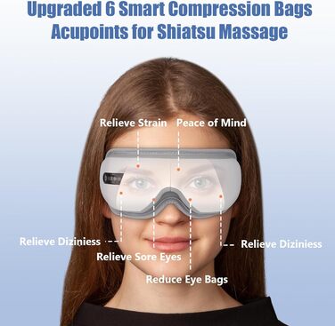 Маска для очей Luckits з підігрівом та Bluetooth, для зняття набряків та сухості, з вібрацією та музикою