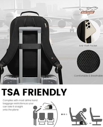 LOVEVOOK Рюкзак для жінок, великий, 15.6 дюймів, сумка для ноутбука, водонепроникний, шкільний рюкзак, для дівчаток-підлітків, чорний, елегантний, для роботи, навчання, подорожей (15.6 дюймів, бежево-чорний-коричневий)