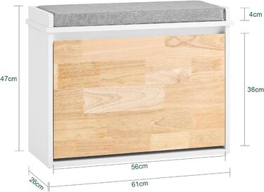 SoBuy Взуттєва шафа з 2 відкидними кришками, полиця для взуття, вузька, з 4 полицями, біла, 61x100x26 см, FSR165-W