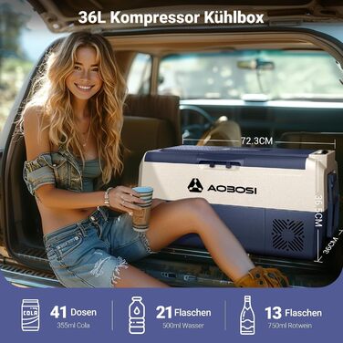 Автомобільний компресорний холодильник AAOBOSI 36л з Wi-Fi, 12/230V, -20°C до +20°C для кемпінгу, подорожей, риболовлі