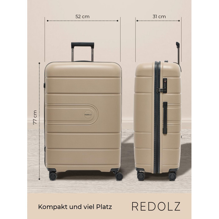 Жорсткий чохол REDOLZ XL 77 см Легкий поліпропілен 4 подвійні котушки та TSA (Essentials 11)