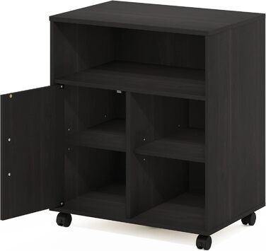 Підставка для комп'ютера та принтера Furinno Econ Home Office з роликами, 3-рівнева з дверцятами (Espresso)