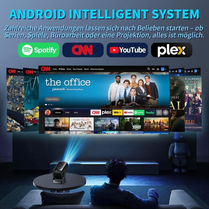 Портативний проєктор Mini Beamer 4K Full HD 1080P з WiFi 6, Bluetooth 5.2 та автоматичною корекцією трапецеїдальних спотворень. Підтримка HDMI, TV Stick, Memory Stick, Laptop. Білий (NT10-Black)