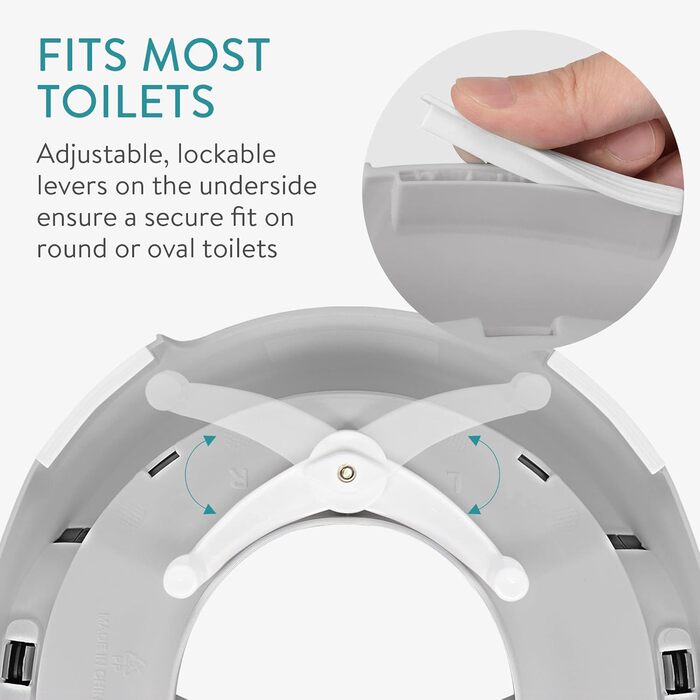 Насадка на унітаз Navaris для дітей (12 міс - 7 років) з антиковзним покриттям, ручками та захистом від бризок - сірий