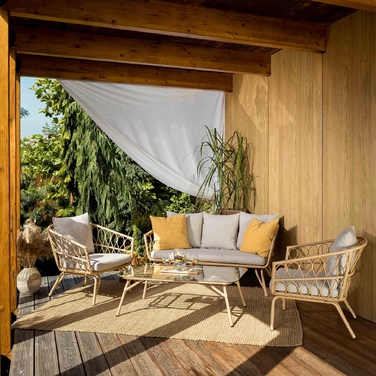 Комплект садових меблів Di Volio Teramo DV-052GF, техноротанг, бежевий, 4 предмети