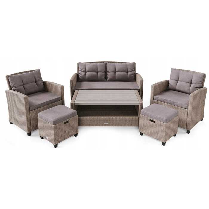 Комплект садових меблів з техноротанга Di Volio Firenze DV-016GF, бежевий, 6 предметів