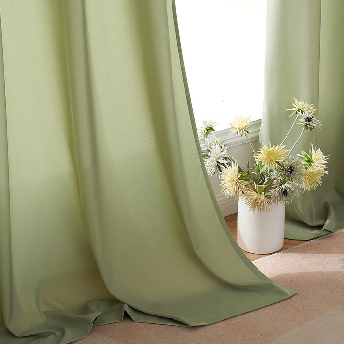 Комплект штор MIULEE Voile з 2 шт. , напівпрозорий, 140x260см, Bean Green