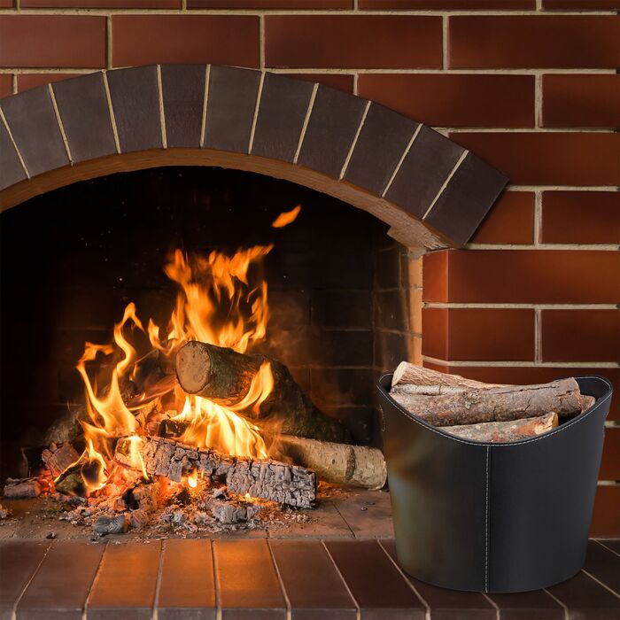 Кошик для дров Relaxdays, штучна шкіра, чорний