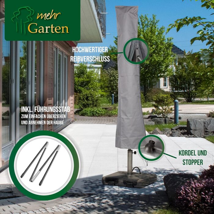 Чохол для парасольки круглий/кутовий сірий, Oxford 600D, водонепроникний, UV-стійкий, до Ø500см / 400x400см