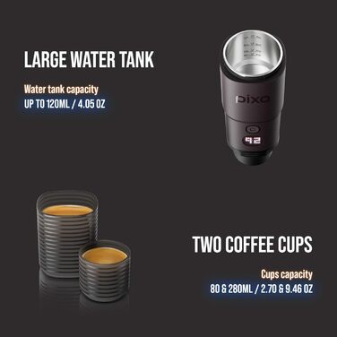 WACACO Електрична портативна кавомашина: 4 види кави, швидкий нагрів, 3 акумулятори 3000mAh, 20 Bar, для меленої кави та капсул NS, сенсорний екран, темно-бордовий