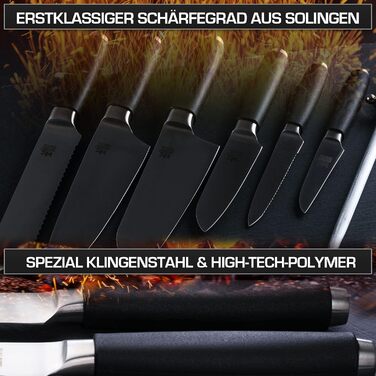 Набір кухонних ножів Gehrig Solingen Home, 6 предметів, з бруском, Made in Germany