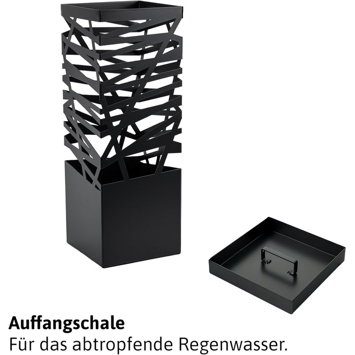 Підставка для парасоль підставка 'Maxi' з металу з піддоном для збору води та гачками - Економія місця 34x14x46 см - Елегантний чорний колір - Ідеально для декорування прихожого та входу (Classic - Чорний)