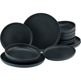 Набір посуду з 12 предметів, керамограніт, макс. 60 символів, 22979, Uno Black