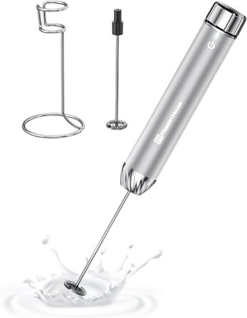 Електричний піноутворювач для молока Maestri House з регулюванням швидкості, знімний металевий вінчик, для лате та капучино (сріблястий)