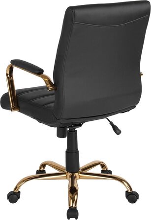 Офісний крісло Flash Furniture - крісло для шефа, біле шкіряне, з червоно-золотим каркасом, 61x58,5x103,5 см