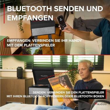 Вініловий програвач Fremont Retro з Bluetooth, динаміками та підставкою, для платівок 7'', 10'', 12'', дерев'яний корпус