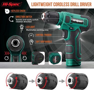 Набір інструментів Hi-Spec 110 предметів, зелений, компактний, для дому та офісу, базовий набір для ремонту в кейсі