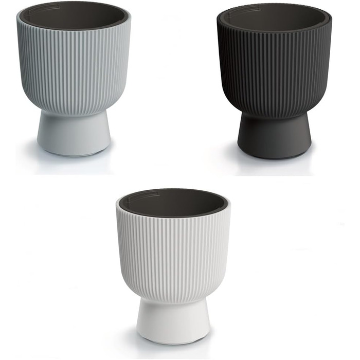 Плантатор для квітів DBMIG, горщик для рослин, циліндричний дизайн, рифлена поверхня, 36,5 см, антрацит, Ø 29,8 см