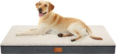 Ортопедичне ліжко для собак WAVVE - 969X7.6 см для собак середнього розміру,килимок для собак пухнаста подушка для собак можна прати,сірий/кремовий Матрац для собак для собак середнього розміру (м (76x57. 6 см), сірий/бежевий)