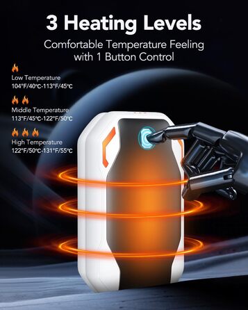 Електричні грілки для рук PHEJIE, 2 шт. - 3 режими нагріву, портативні, для активного відпочинку, кемпінгу, подарунок для жінок та чоловіків (чорний/білий)