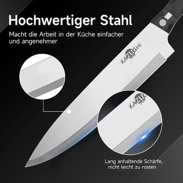 Набір ножів Messerblock: 19 предметів, нержавіюча сталь, з підставкою з дерева, для професійної кухні, з точильним каменем