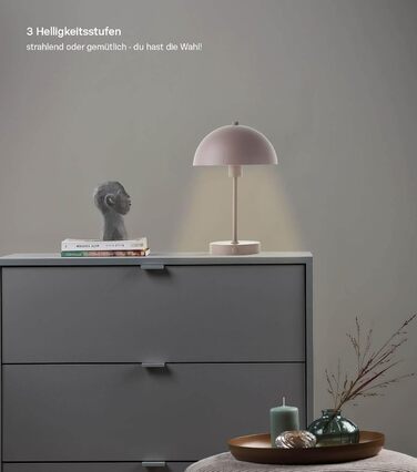 LED настільна лампа Mokebo® 'Leuchtturm' – бездротова, акумуляторна, диммер, USB-C, вінтажний квітковий горщик, тепліше світло, металева, для дому