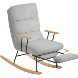 Крісло-гойдалка SONGMICS HOME з дерева каучука, з флісовою оббивкою, регульована спинка, до 160 кг, сірий (LYY016LJ01)