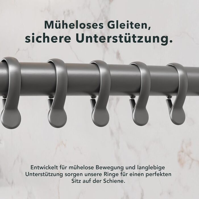 Штанга для душу Ericka L-подібної та U-подібної форми - 4-в-1 для ванни чи душу - сталева з порошковим покриттям (сірий глянцевий)