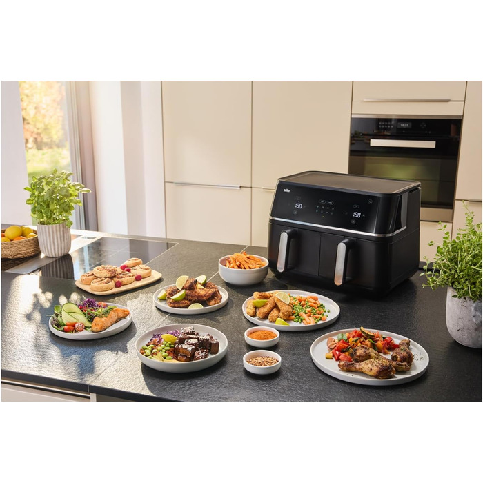 Фритюрниця повітряна Braun MultiFry 3 HF 3030, 4.3 л, 1500 Вт, цифрове керування, 8 програм, антипригарне покриття, чорний