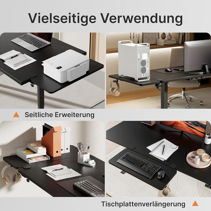 Підставка для ноутбука на стіл ергономічна, 700x300 мм, з підставкою для клавіатури та регульованою підлокітником, чорна | Розширювач столу для дому та офісу