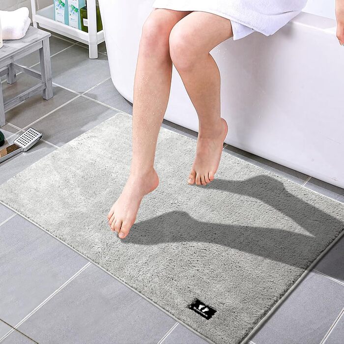 Килимок для ванної кімнати з антиковзким покриттям 120x80 см, мікрофібра, сірий