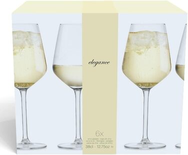 Набір келихів для білого вина Elegance 24 шт, 380 мл - великі келихи для вина, міцне скло, можна мити в посудомийній машині