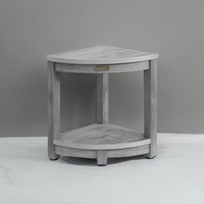 Крісло для душу Eck-Duschhocker, водонепроникне, з полівудком, для ванної кімнати, біле (сіре), регульовані ніжки, антиковзне покриття