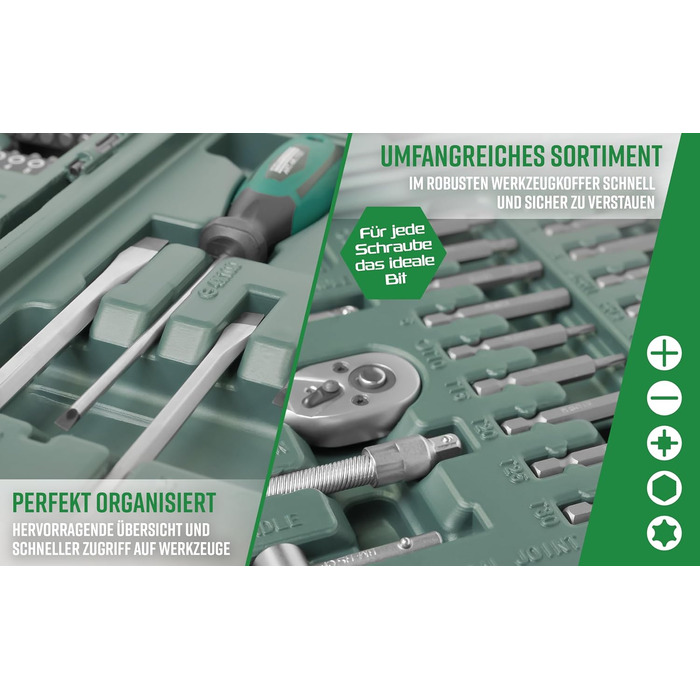 Набір інструментів Brüder Mannesmann 89 предметів, універсальний, сталь Cr-V: пила, молоток, плоскогубці, ключі, тріскачка, рівень M29085