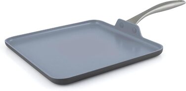 GreenPan Lima квадратна сковорода-гриль з антипригарним покриттям Ceramic, 27.9 см, без PFAS, для духовки, сірий колір