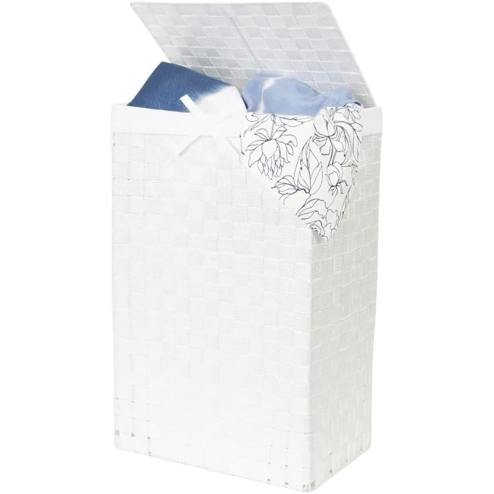 Кошик для білизни RAN6891 Stan з кришкою, ручками, плетіння з металевим каркасом, знімний вкладиш з льону, 30 x 30 x 50 см, Коричневий