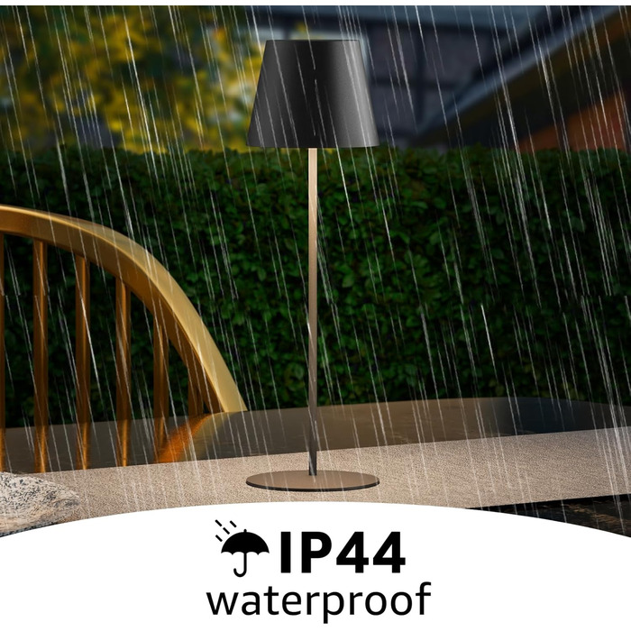 Набір з 2 LED-лампах настільних бездротових, акумуляторні USB-C, диммування, сенсорне керування, для вулиці, для ресторану, кемпінгу, бару, тераси (чорний)