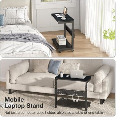 Регульована підставка для комп'ютера/ПК з роликами та підкладкою під мишу, чорна