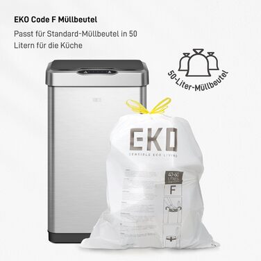 Відро для сміття EKO Mirage-T 50L з сенсором, автоматичне, нержавіюча сталь, 50 літрів
