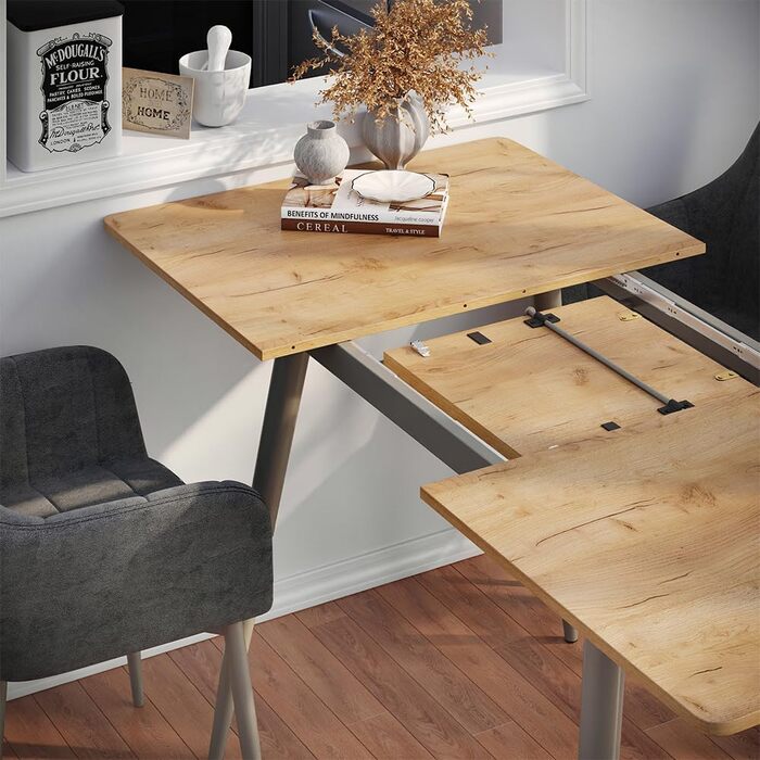 Розсувний стіл Vicco Esstisch Beaver, 80x70 см, золото-коричневий дуб/сірий, 120-160x75x80 см