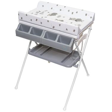 ib style® KOA: Комод для переодягання з ванночкою 2-в-1 | Зручний, складаний | Для малюків | Сірий MY LITTLE FARM