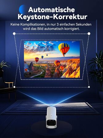 SOOMFON Mini Beamer 1080P: Портативний проєктор з Bluetooth, автотрапецеїдною корекцією та електричним фокусом. Сумісний з iPhone, Tablet, Laptop, TV Stick, HDMI, USB