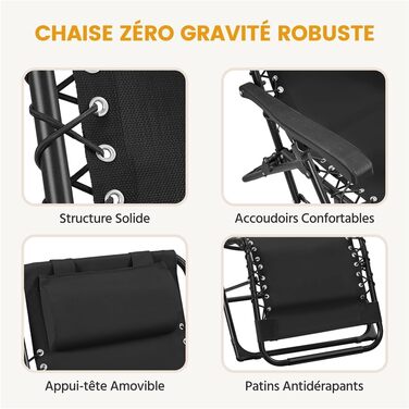 Розкішна розкладна шезлонг Yaheetech для саду, балкону та пляжу з подушкою та тримачем для напоїв (Чорний)