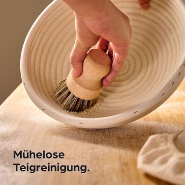 Набір кошиків для хліба Praknu (2 шт.) з ротангу, 25 см - з щіткою, льоновим вкладанням та мішком для хліба