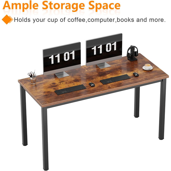 Комп'ютерний стіл SogesHome 120x60 см, дуб та чорний, для дому та офісу