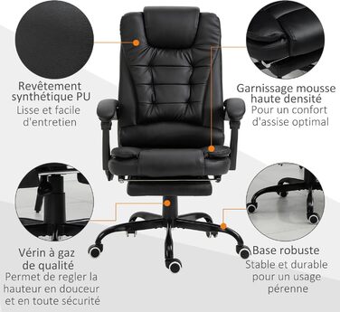 Крісло офісне Vinsetto з масажем, ергономічне, регульоване, чорне