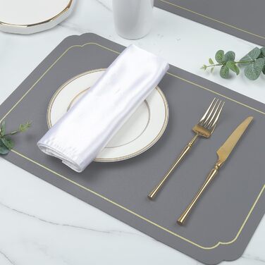 Набори підставки під гаряче Fanquare, 6 шт., зелені, прямокутні, з екошкіри, з золотим кантом. Стійкі до тепла, миючіся, неслизькі підставки для столу для кухні та обіднього столу, декору для весілля. Розмір 45*30 см, зелені (45*30 см, темно-сірий)