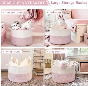 Кошик для зберігання TIMEYARD, кошик у дитячу кімнату, кошик для білизни, великий кошик для ялинки, кошик для ковдр, іграшок, плетений кошик, 55x35см, оливковий (рожевий)