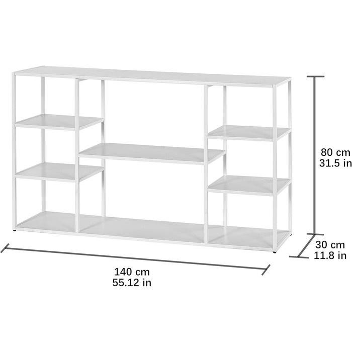 Консольний столик HDANI 120 см з полицями для дому, 140 x 30 x 80 см (білий)